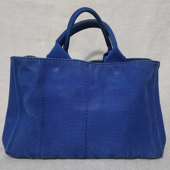 Auth Prada Canapa Blue Tote Bag - Picture 3 of 13